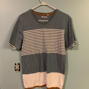 Striped V-neck T
